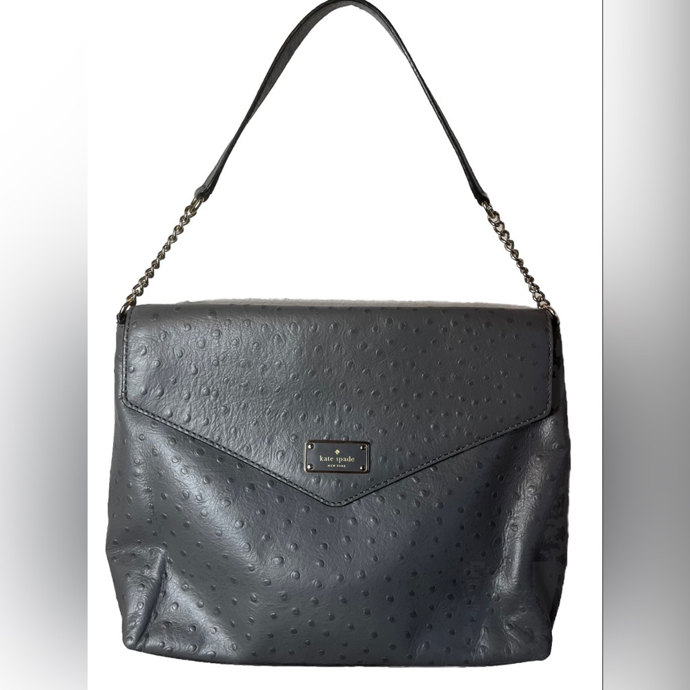 Kate Spade Gray Pebble Cow Leather Shoulder Bag - Picture 2 of 6
